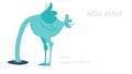 Illustration of internet connection problem concept. 404 error page not found isolated in white background. The ostrich will bury