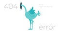 Illustration of internet connection problem concept. 404 error page not found isolated in white background. The ostrich will bury