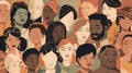 Illustration of interracial group of people of different gender. Generative AI