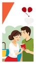 Intimate Couple Romantic Lover Relationship Illustration