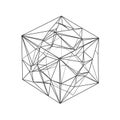 Illustration of an intricate wireframe cube structure composed of intersectin Royalty Free Stock Photo