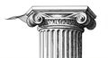 Illustration of an Ionic column capital, displaying classical Greek architectural style. Royalty Free Stock Photo