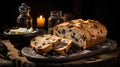 An Irish barmbrack within a rustic setting