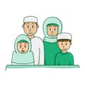 Illustration islam asia family vector chatacter