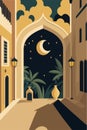 Islamic Mosque background Islam, ramadan greeting card design template