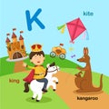 Illustration Isolated Alphabet Letter K-kangaroo,king,kite Royalty Free Stock Photo