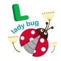 Illustration Isolated Alphabet Letter L Ladybug
