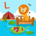 Illustration Isolated Alphabet Letter L-lion,leaf,ladybug