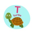 Illustration isolated alphabet letter t-turtle