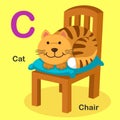 Illustration Isolated Animal Alphabet Letter C-Cat,Chair