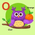 Illustration Isolated Animal Alphabet Letter O-Owl,Orange