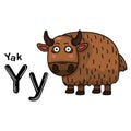 Illustration Isolated Animal Alphabet Letter Y-Yak Royalty Free Stock Photo