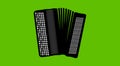 Wind musical instrument. Graphic on green background. Illustration, isolated, button accordion, chromatic system.