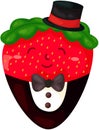 Cartoon strawberry with chocolate