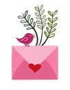 Illustration of an isolated closed envelope decorated with red heart