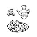 Illustration of isolated coffee set or tea set and cup cake Royalty Free Stock Photo