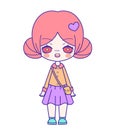 Illustration of isolated cute chibi Harajuku fashion girl