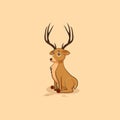 Illustration isolated emoji character cartoon deer sad and frustrated sticker emoticon for site