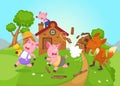 Illustration of isolated fairy tale three little pigs Royalty Free Stock Photo