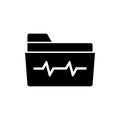 Illustration of an isolated folder icon with a heart beat sign