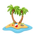 Illustration of isolated island with palm trees on white background. Vector image Royalty Free Stock Photo