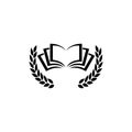 Illustration of an isolated laurel wreath icon with a book isolated on white background