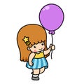 Illustration of isolated little girl holding balloon