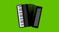 Music. Illustration, isolated, piano keys accordion. Wind musical instrument. Graphic on green background. Royalty Free Stock Photo