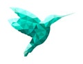 Illustration of an isolated turquoise hummingbird. Low poly style. Bird for logo Royalty Free Stock Photo