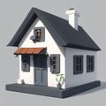 3D low poly house on a plain background