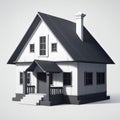 3D low poly house on a plain background