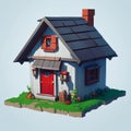 3D low poly house on a plain background