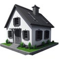 3D low poly house on a plain background