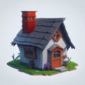 3D low poly house on a plain background