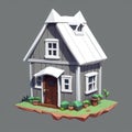 3D low poly house on a plain background