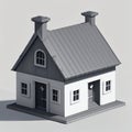 3D low poly house on a plain background