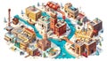 illustration of isometric city map