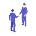 Illustration of isometric working business person. Men shaking hands