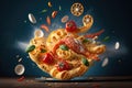 An illustration of Italian pasta mixed with various ingredients., AI, Generative Royalty Free Stock Photo