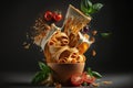 An illustration of Italian pasta mixed with various ingredients., AI, Generative Royalty Free Stock Photo