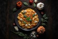 An illustration of Italian pasta mixed with various ingredients., AI, Generative Royalty Free Stock Photo