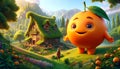 Enchanted Orchard: The Giant Orange\'s Farmhouse Tale