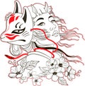 Kitsune vector japanese mask vulpes girl