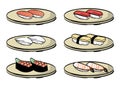 Sushi dish various sets - wooden dish type