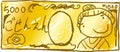 Gold Japanese 5000 yen bill drawn by a child