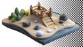 Japanese zen garden with angular rock arrangement raked sand png transparent image Generative AI Royalty Free Stock Photo