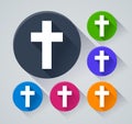 Jesus cross circle icons with shadow