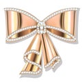 jewel brooch bow gold with precious stones isolated on white