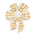 jewel brooch bow gold with precious stones Royalty Free Stock Photo