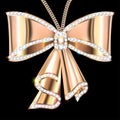 Jewel brooch pendant bow gold with precious stones